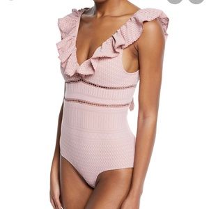 New- Jonathan Simkhai Lace eyelet pink ruffle swimsuit - Small